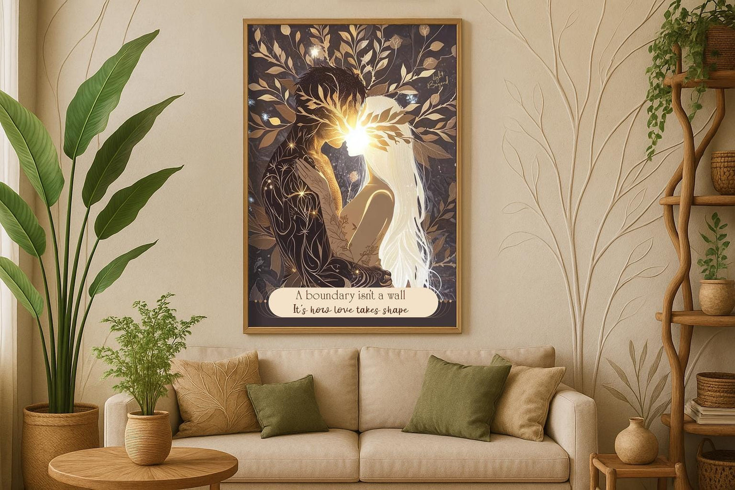 Romantic Satin Poster, Love Art Print, Boho Wall Decor, Gift for Couples, Spiritual Poster Print, Anniversary Gift – Sacred Love Art