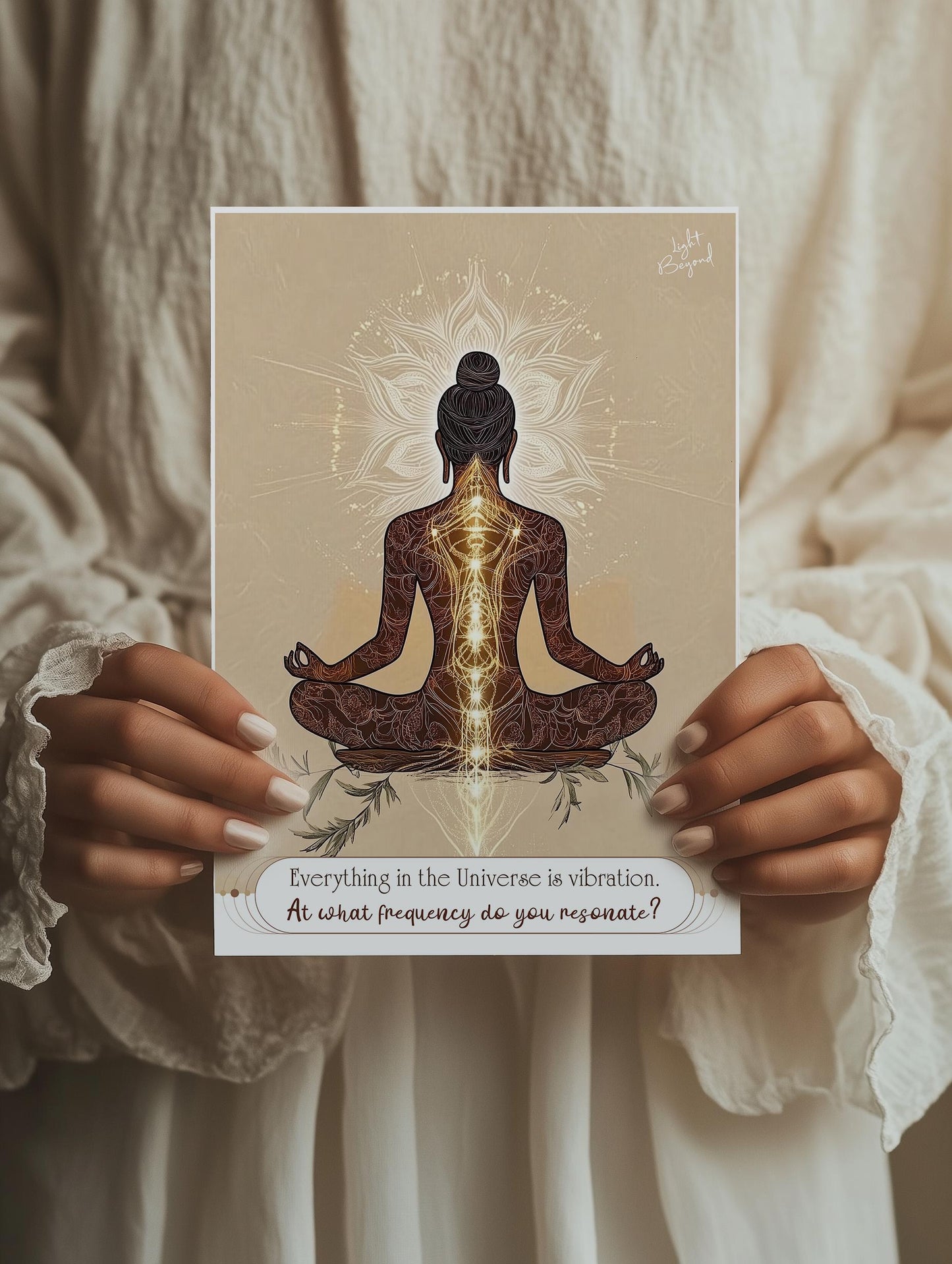 Chakras Printable Yoga Art featuring a thought-provoking question inspired by Buddhist philosophy – Natural Colors Wall Decor