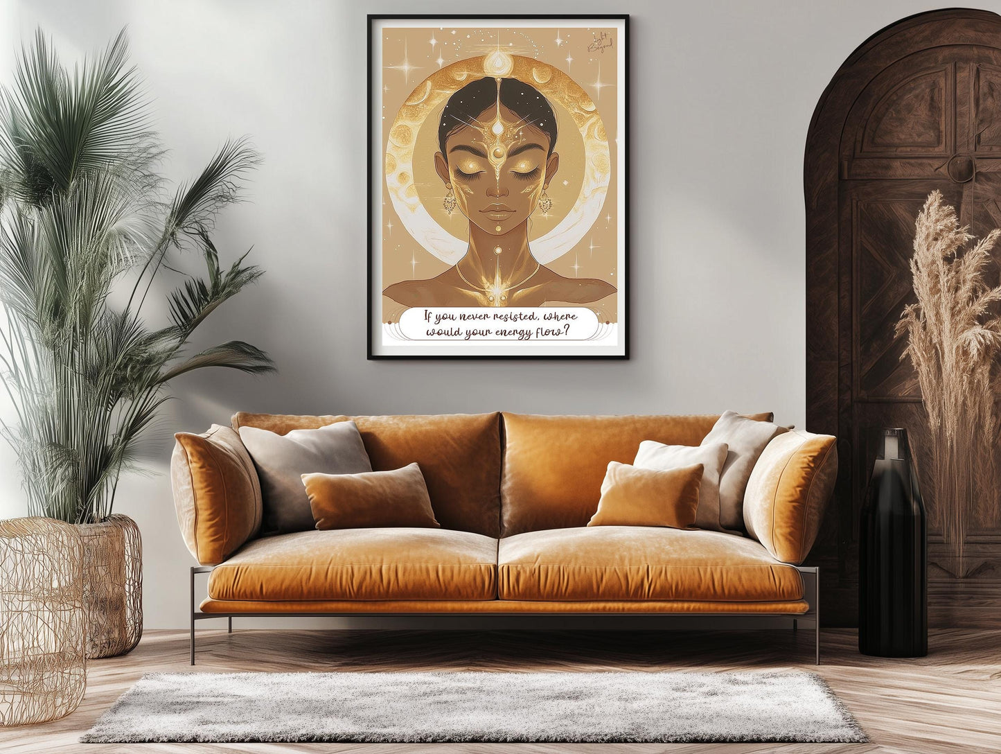 Energy Flow Printable Art – Spiritual Boho Digital Download – Earth Tone Wall Decor – Mindfulness & Meditation Print - Boho Greeting Card