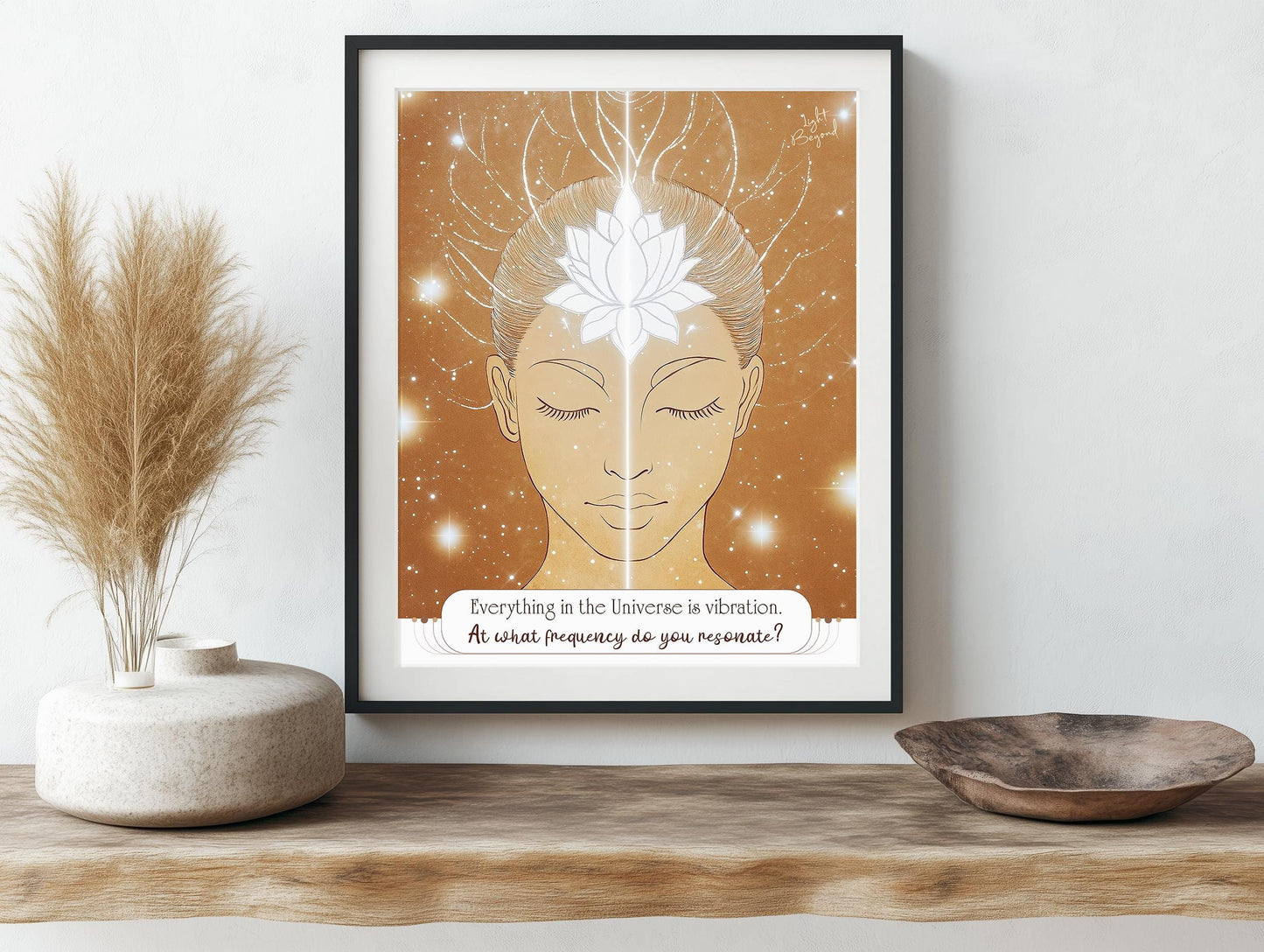 Vibration Frequency Printable Wall Art | Spiritual Boho Quote Poster | Light Beyond Collection | Instant Digital Download for Sacred Spaces