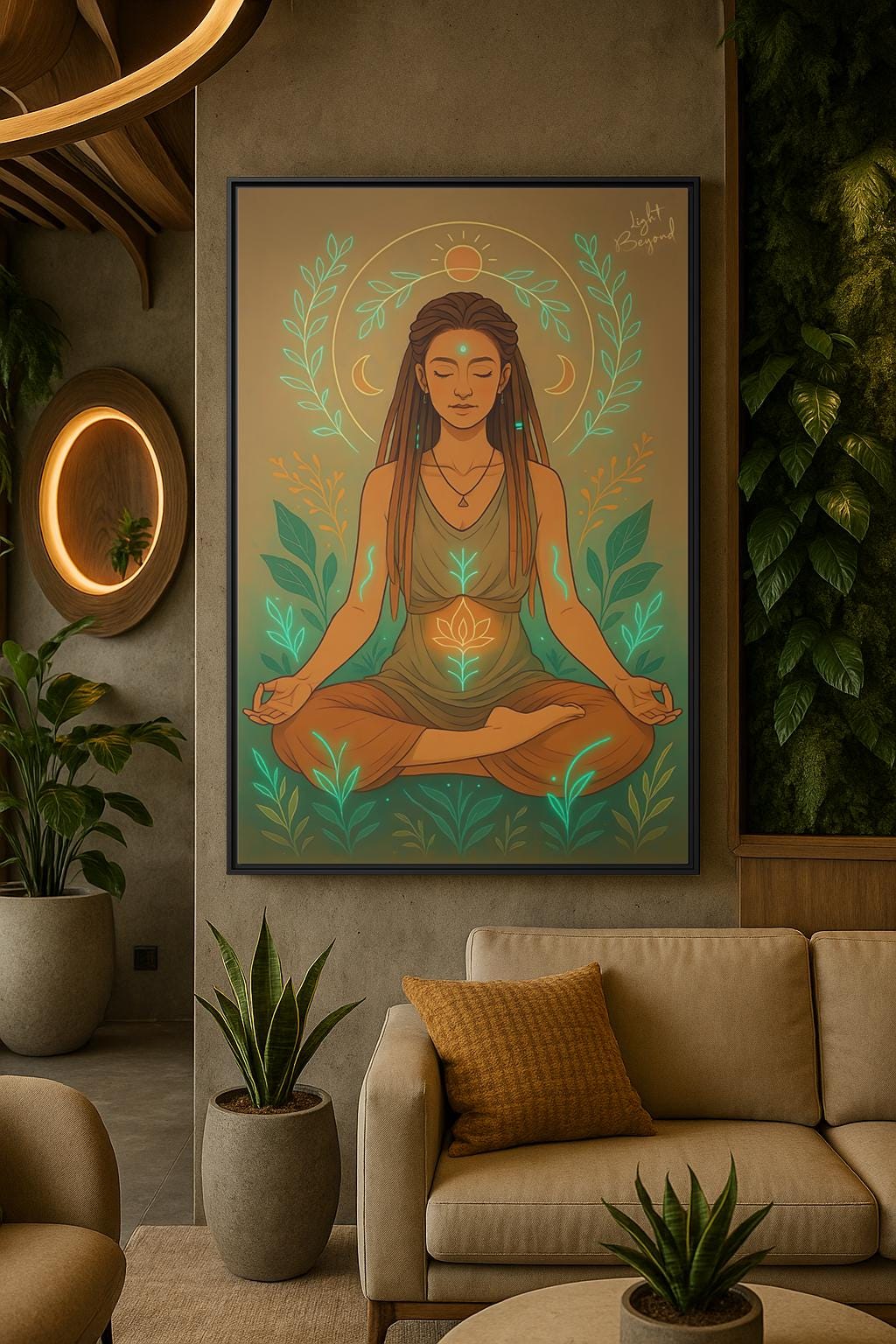 Meditating Woman Canvas Wall Art, Zen Decor for Mindfulness, Spiritual Boho Decor, Spiritual Gift Framed Print
