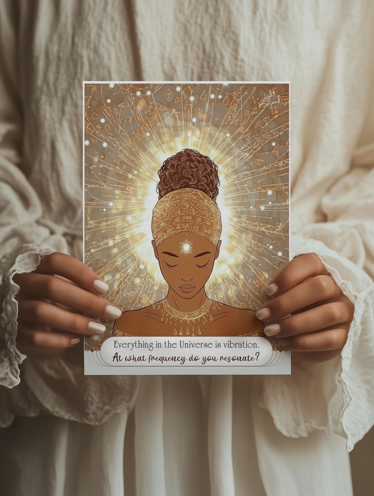 Printable Soulful Poster – "Everything is Vibration" Quote – Warm Beige and White Digital Download – Mindful Boho Wall Art