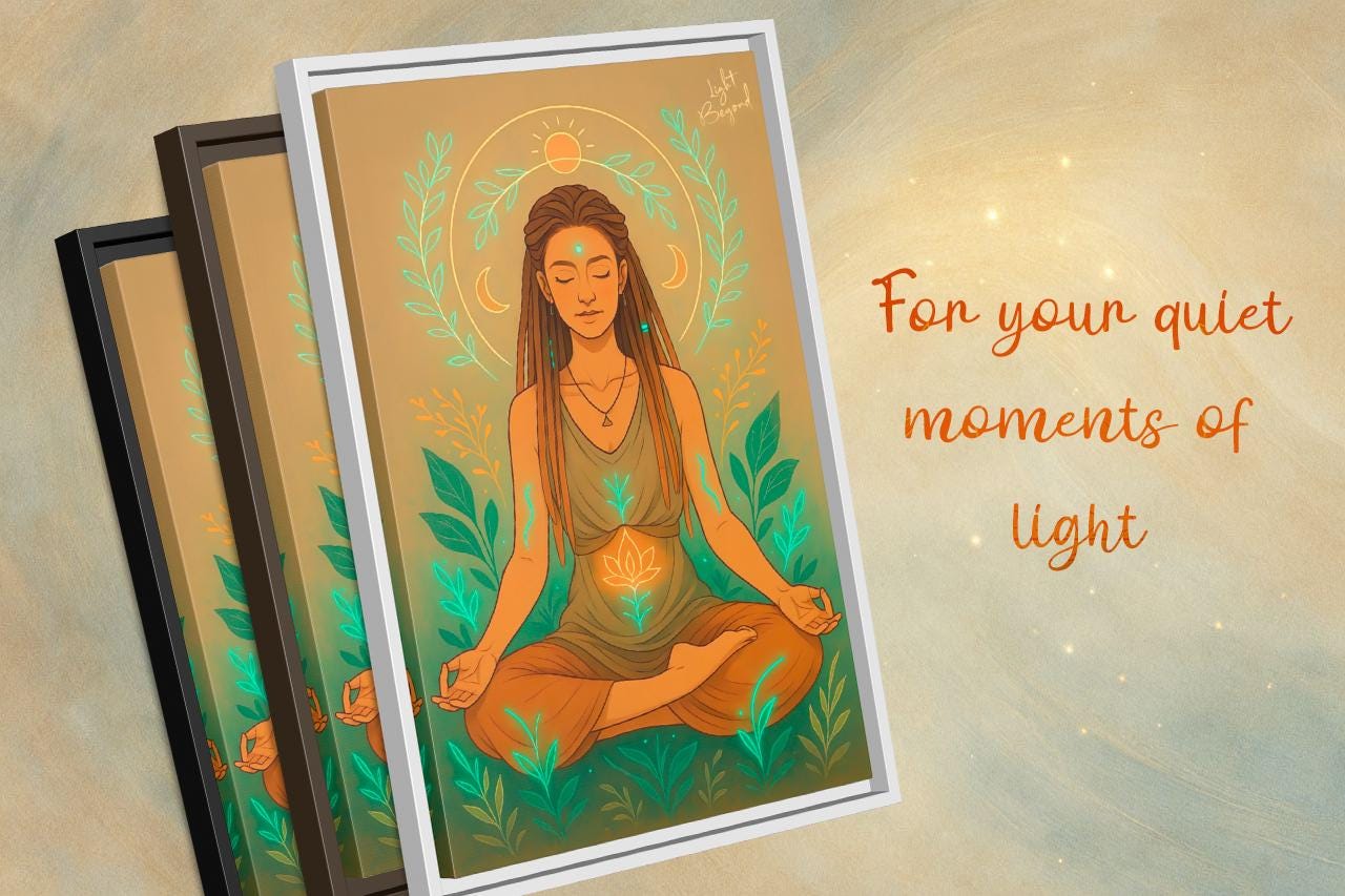 Meditating Woman Canvas Wall Art, Zen Decor for Mindfulness, Spiritual Boho Decor, Spiritual Gift Framed Print