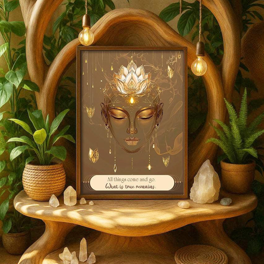 Spiritual Printable Wall Art – “All Things Come and Go, What Is True Remains” – Boho Zen Quote for Mindful Sacred Space Decor