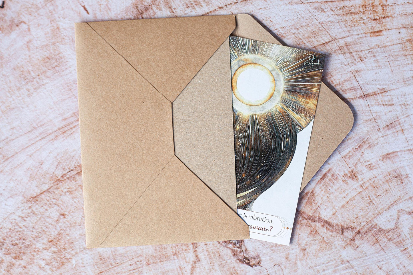 Flat Greeting Card A6/A5 β Spiritual Art Mini Print Postcard β Blank Back for Personal Message β Boho Gift β "Everything is Vibration"