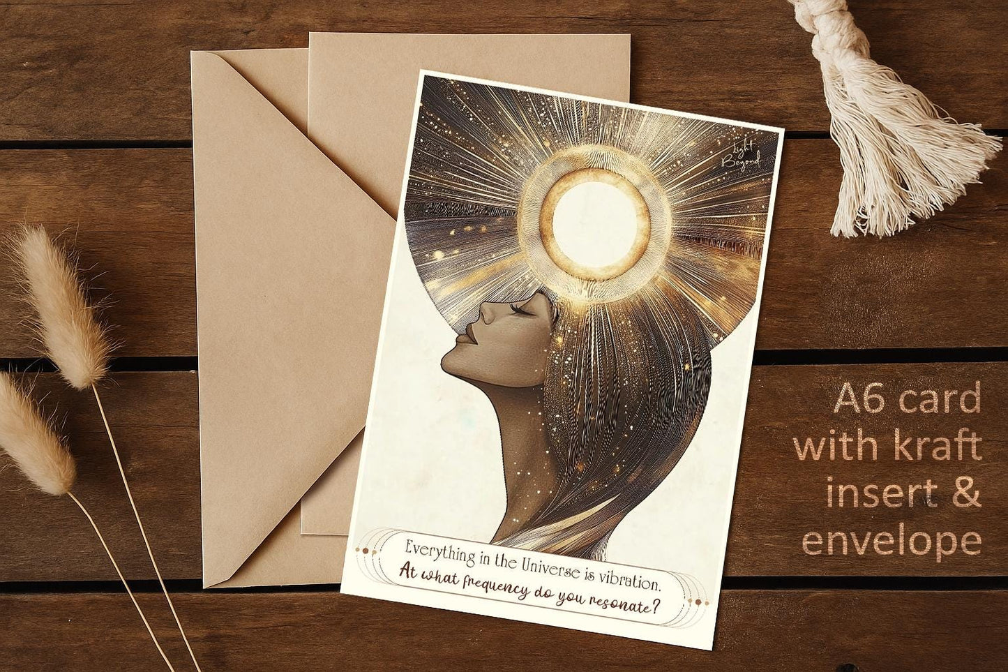 Flat Greeting Card A6/A5 β Spiritual Art Mini Print Postcard β Blank Back for Personal Message β Boho Gift β "Everything is Vibration"