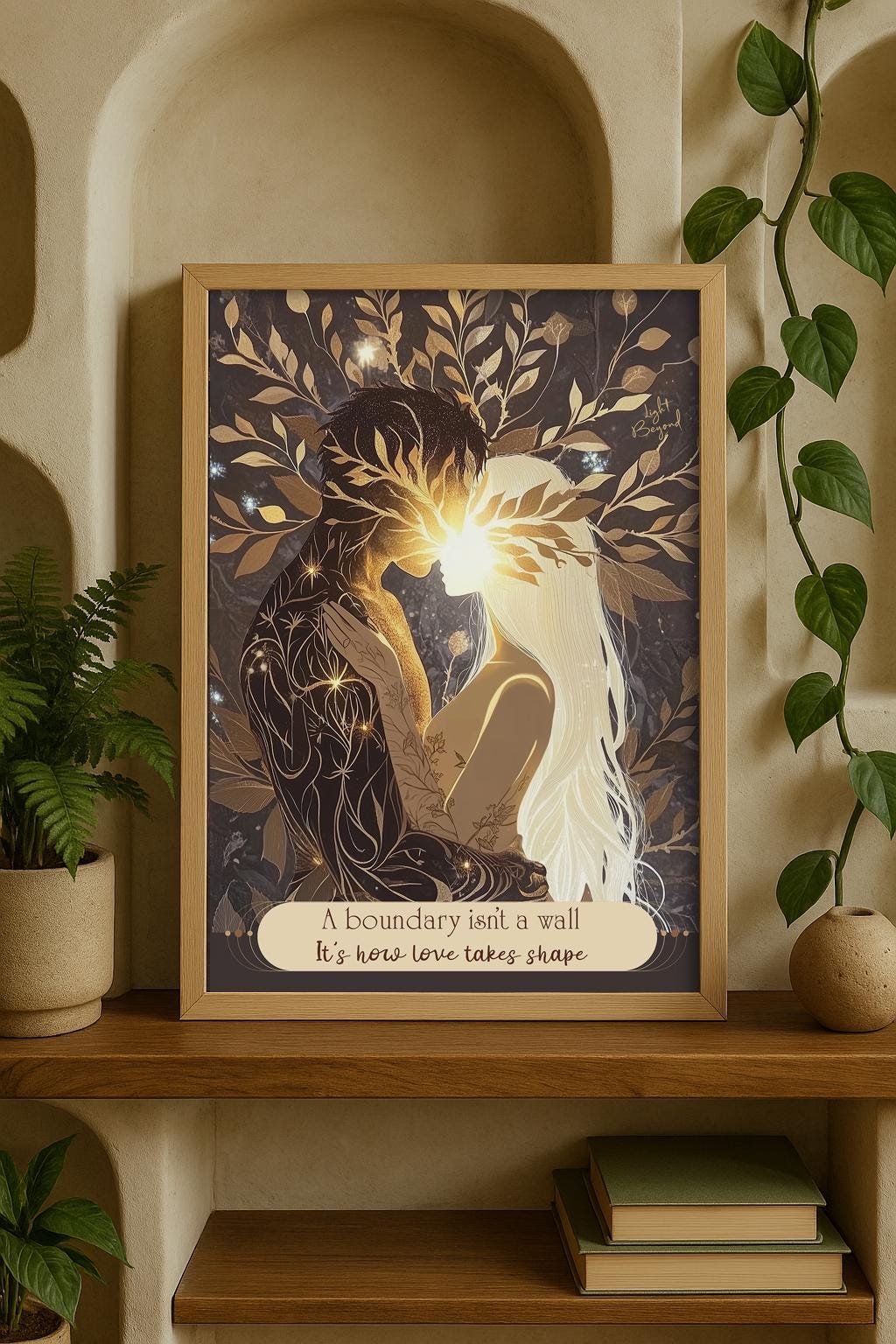 Romantic Satin Poster, Love Art Print, Boho Wall Decor, Gift for Couples, Spiritual Poster Print, Anniversary Gift – Sacred Love Art