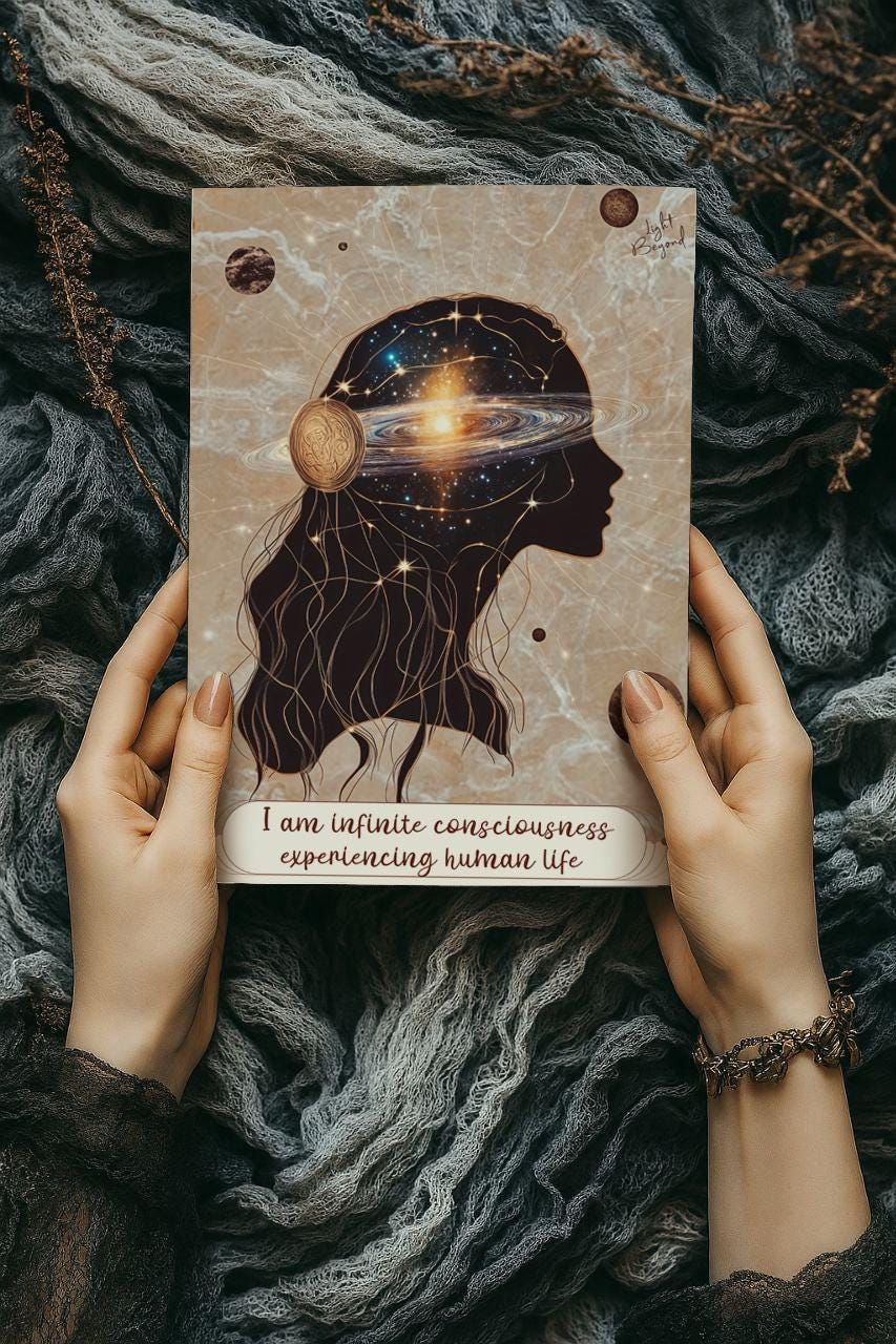 Infinite Consciousness Wall Art Printable | Spiritual Woman Galaxy Head | Boho Digital Download | Meditation Room Decor Poster