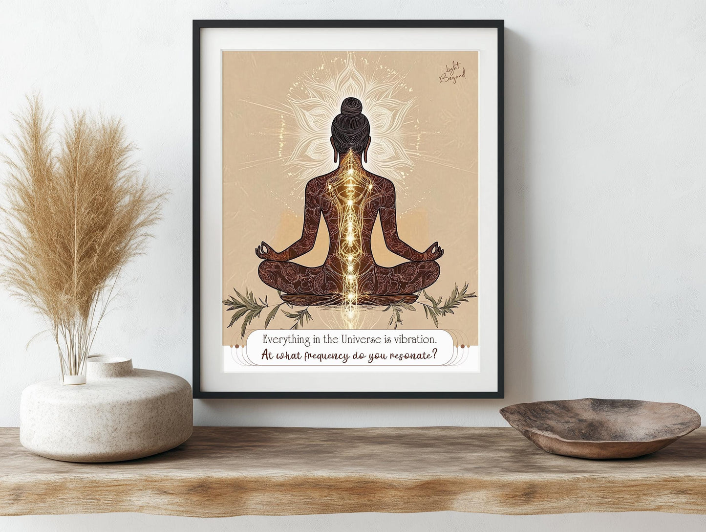 Chakras Printable Yoga Art featuring a thought-provoking question inspired by Buddhist philosophy – Natural Colors Wall Decor