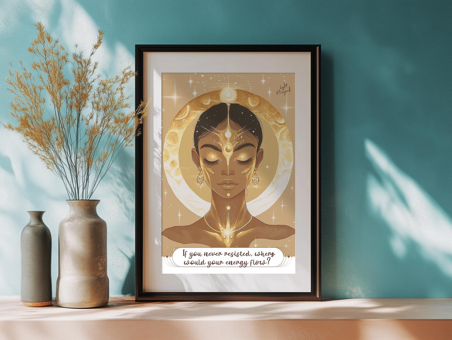 Energy Flow Printable Art – Spiritual Boho Digital Download – Earth Tone Wall Decor – Mindfulness & Meditation Print - Boho Greeting Card
