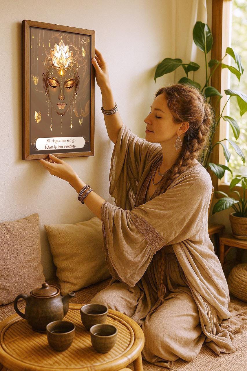 Spiritual Printable Wall Art – “All Things Come and Go, What Is True Remains” – Boho Zen Quote for Mindful Sacred Space Decor