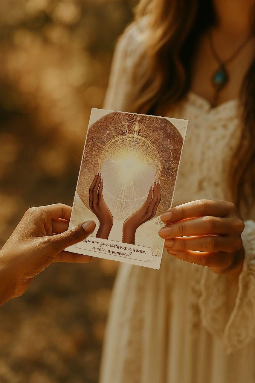Boho Spiritual Printable Wall Art – “Who are you without a name, a role, a purpose?” – Beige Minimalist Meditation Poster