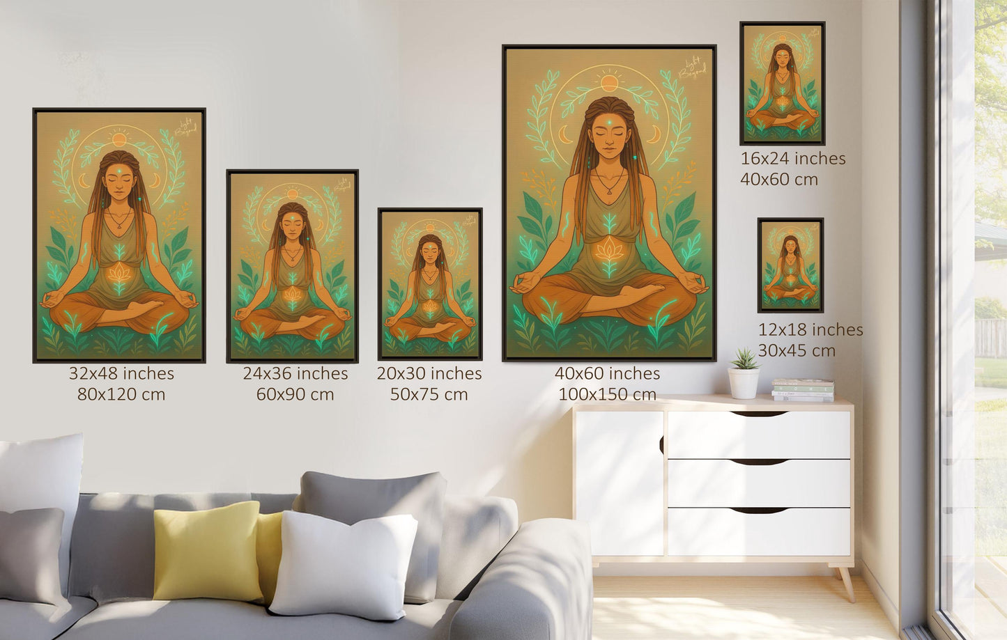 Meditating Woman Canvas Wall Art, Zen Decor for Mindfulness, Spiritual Boho Decor, Spiritual Gift Framed Print