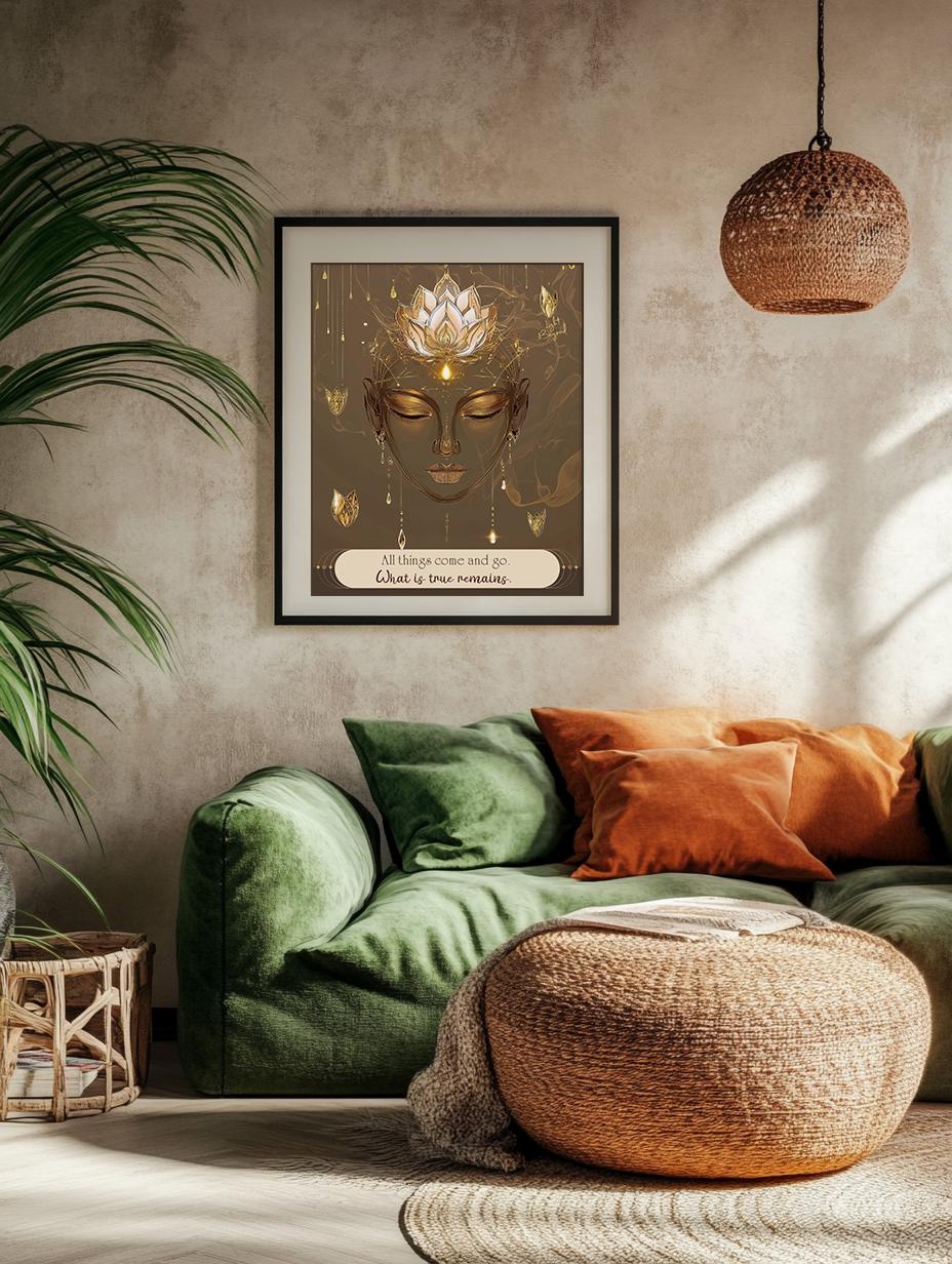Spiritual Printable Wall Art – “All Things Come and Go, What Is True Remains” – Boho Zen Quote for Mindful Sacred Space Decor