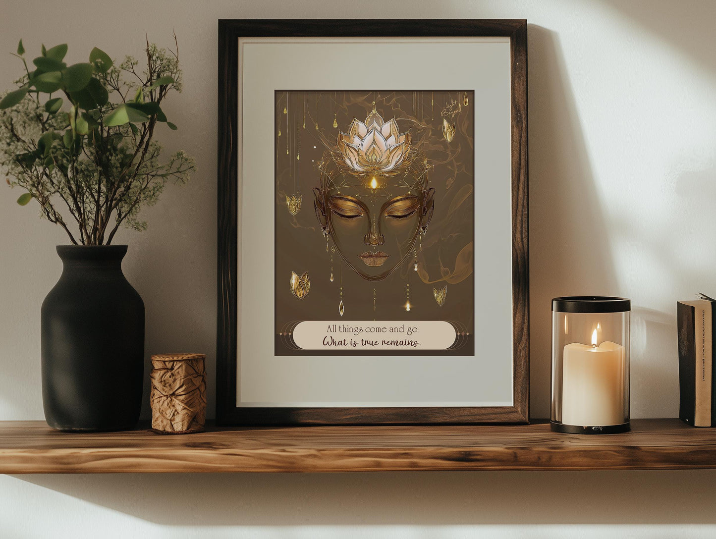 Spiritual Printable Wall Art – “All Things Come and Go, What Is True Remains” – Boho Zen Quote for Mindful Sacred Space Decor