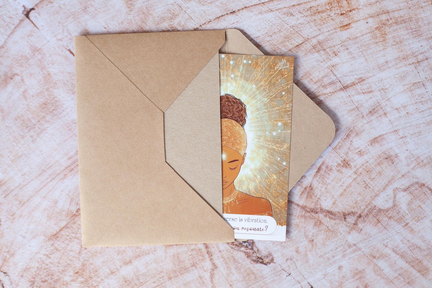 Spiritual Flat Greeting Card - Mini Art Print A6/A5 – Blank Back for Personal Message - Soulful Boho Gift with Quote