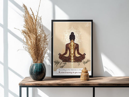 Chakras Printable Yoga Art featuring a thought-provoking question inspired by Buddhist philosophy – Natural Colors Wall Decor