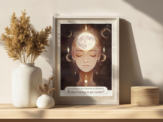 Spiritual Boho Printable Wall Art – "Everything is Vibration" Quote – Warm Beige and White Digital Download – Mindfulness and Soulful Decor