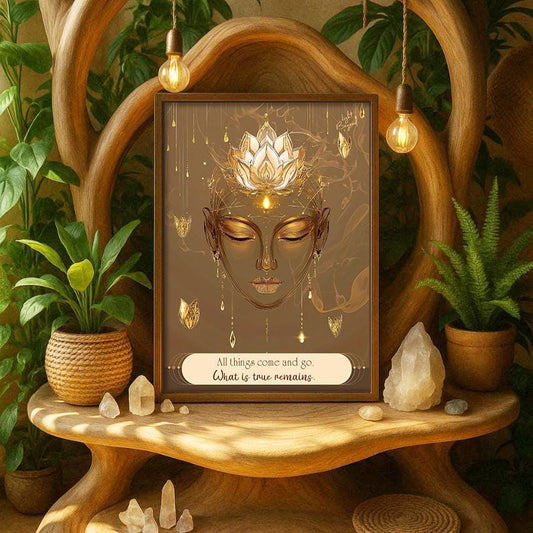 Spiritual Printable Wall Art – “All Things Come and Go, What Is True Remains” – Boho Zen Quote for Mindful Sacred Space Decor
