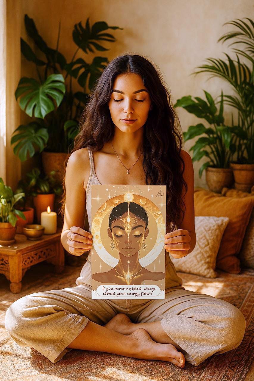 Energy Flow Printable Art – Spiritual Boho Digital Download – Earth Tone Wall Decor – Mindfulness & Meditation Print - Boho Greeting Card
