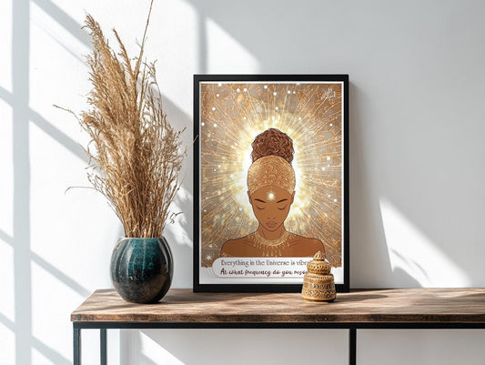 Printable Soulful Poster – "Everything is Vibration" Quote – Warm Beige and White Digital Download – Mindful Boho Wall Art
