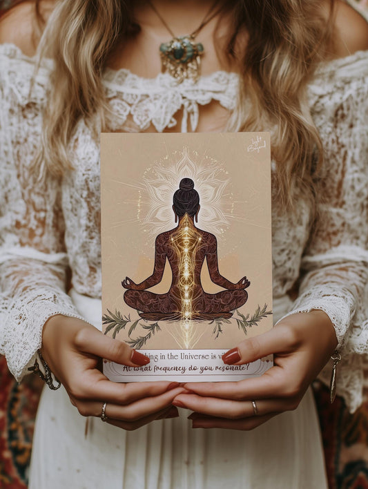 Chakras Printable Yoga Art featuring a thought-provoking question inspired by Buddhist philosophy – Natural Colors Wall Decor