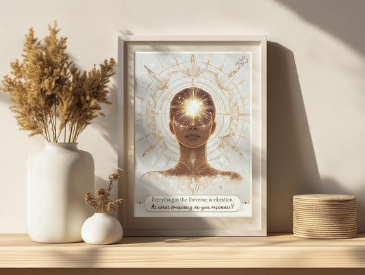 Spiritual Boho Printable Poster – "Everything is Vibration" Quote – Warm Calming Colors Digital Art Print – Mindfulness and Soulful Decor