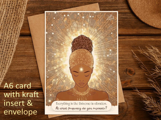 Spiritual Flat Greeting Card - Mini Art Print A6/A5 – Blank Back for Personal Message - Soulful Boho Gift with Quote