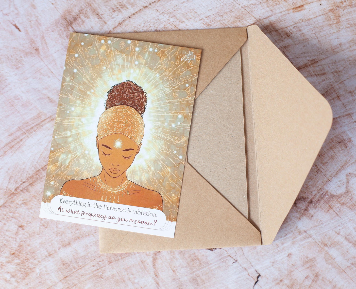 Spiritual Flat Greeting Card - Mini Art Print A6/A5 – Blank Back for Personal Message - Soulful Boho Gift with Quote